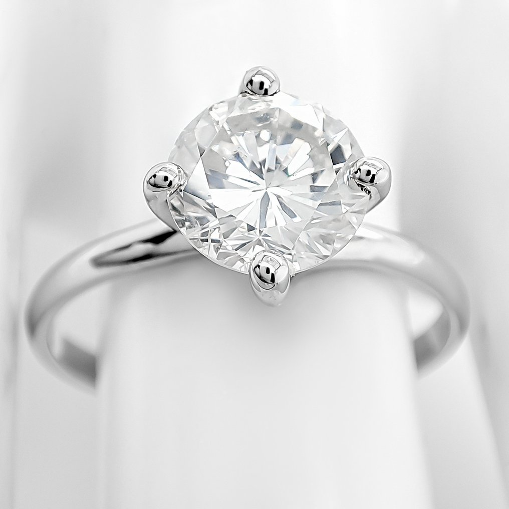 Ei pohjahintaa - Sormus - 14 kt. Valkokulta -  1.60ct. tw. Timantti (Luonnollinen) - IGI Certificate #1.0