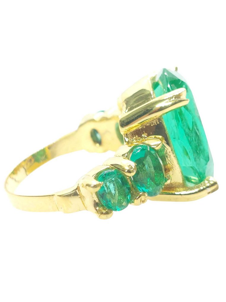 没有保留价 - 戒指 - 9 kt. 银, 黄金 祖母绿 - 祖母绿 #4.3