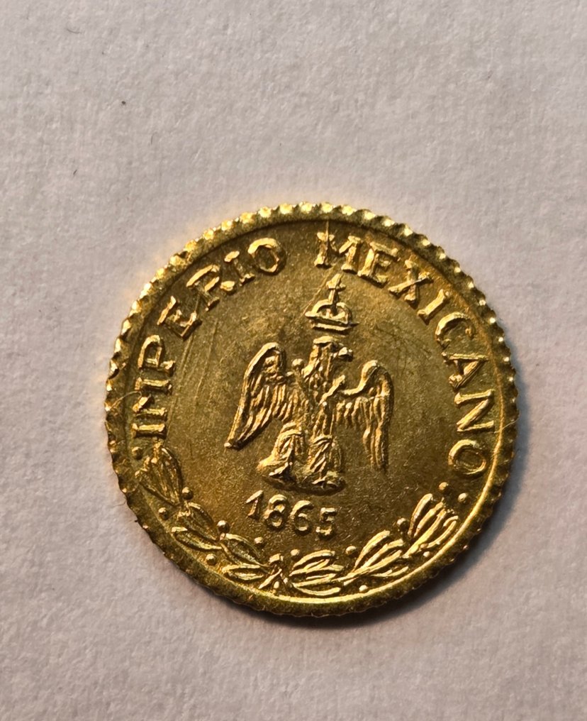 Mexico. La moneta un Peso "or fantaisie" di Massimiliano I del Messico, datato 1865  (No reserve price) #4.3