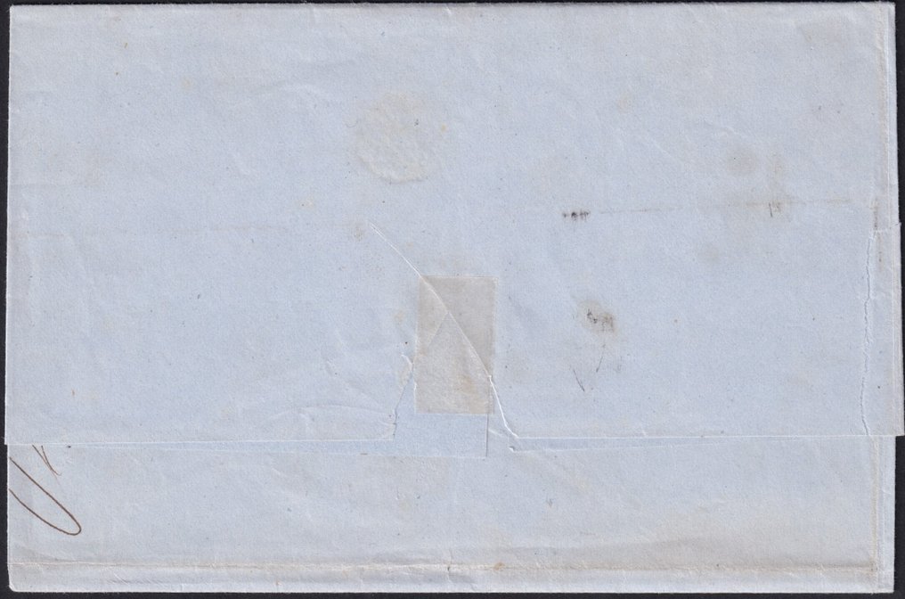 Italian Ancient States - Naples 1859 - October 6, 2+2 grams. I^ Tav. Sass 5 large margins on overpass from Gallipoli to Taranto Spl. #1.0