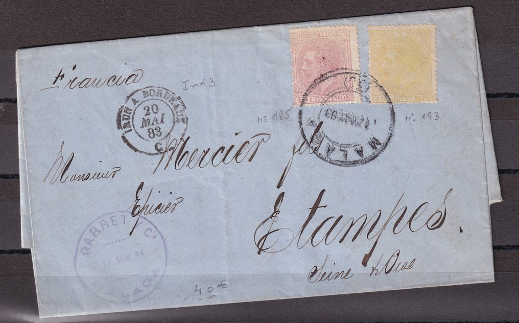 Spanien 1883 - Wunderbarer Brief für Frankreich #1.0