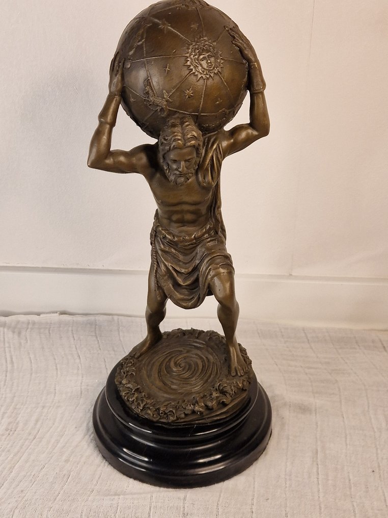 Aldo Vitale - Statue, Atlas - 4 kg - 35 cm - Bronze, Marble #1.0