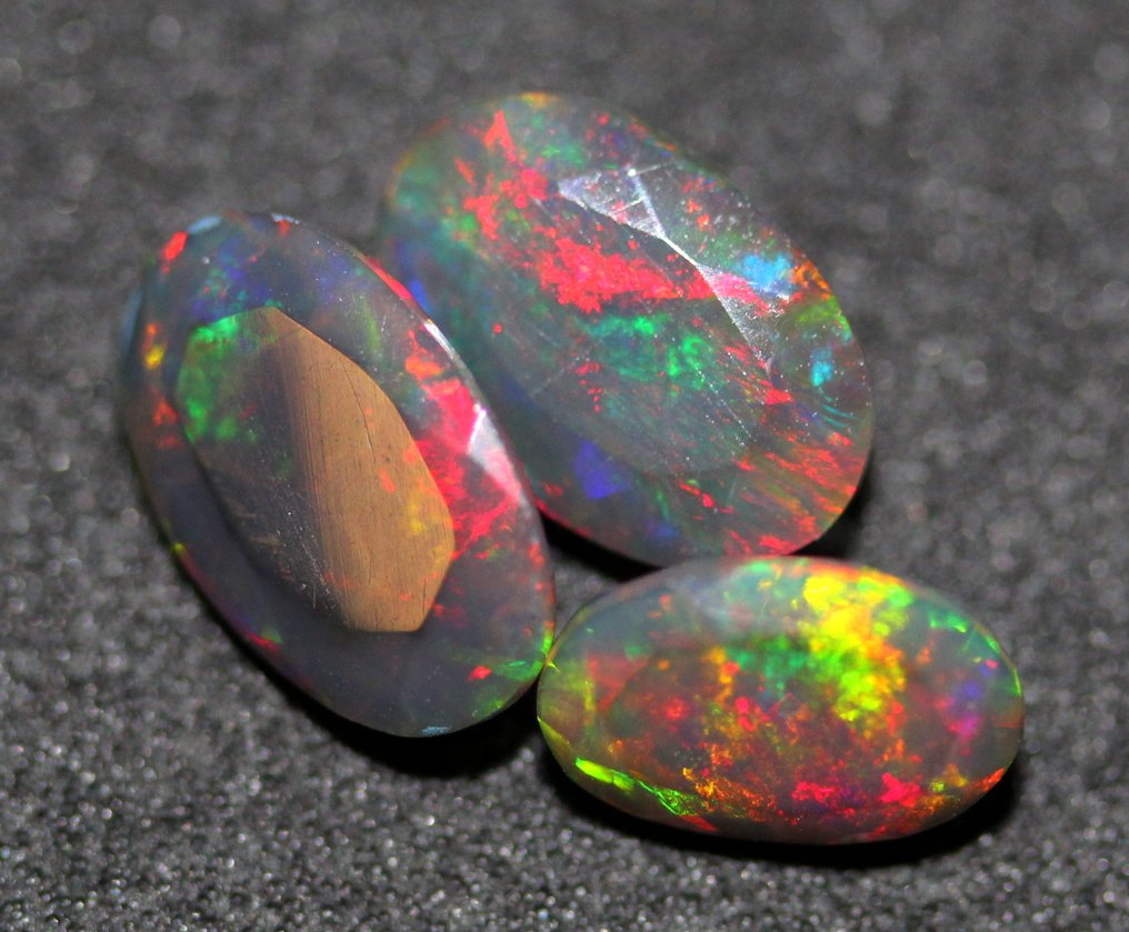 3克拉正品黑欧泊，带多彩彩虹闪光 - 2.59 克拉 - 无底价 磨光- 0.52 g #1.0