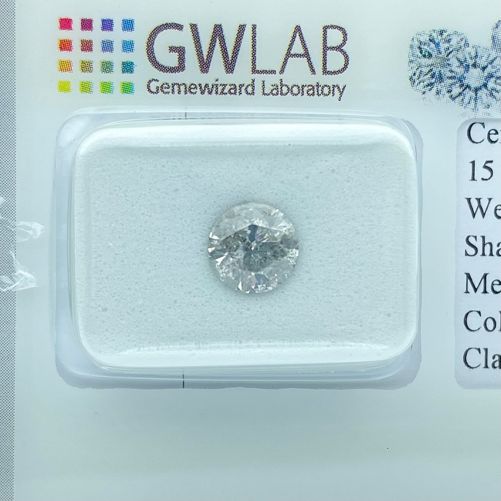 Sans prix de réserve - 1 pcs Diamant  (Naturelle)  - 1.01 ct - Rond - J - I2 - Gemewizard Gemological Laboratory (GWLab) #1.0