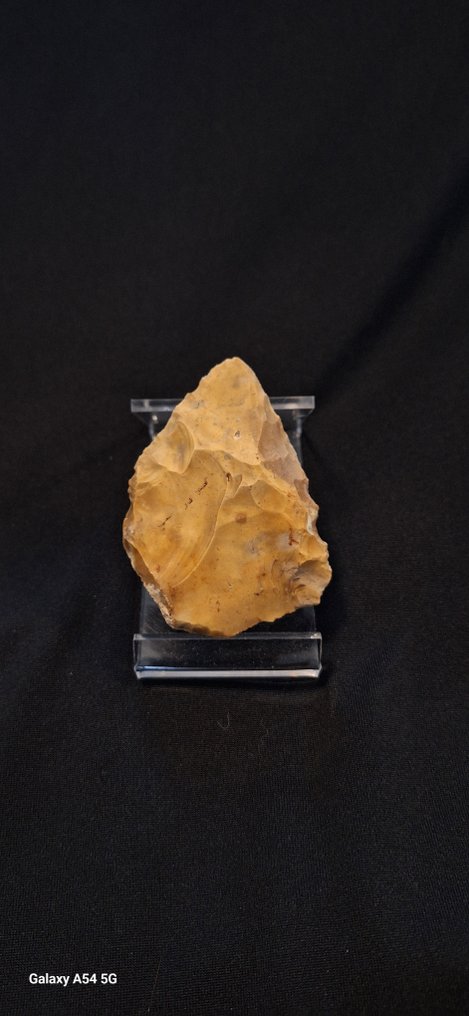 Paleolithisch Vuursteen Mousterien speerpunt met biface van multicolore vuursteen, 45.000 v.Chr., privé-archiefcollectie. - 67 mm  (Zonder minimumprijs) #1.0