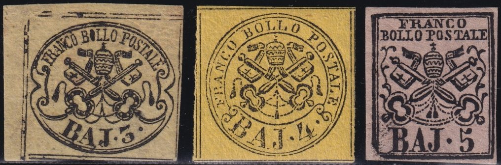 意大利古城邦-教皇国 1852 - 我^ Em. 系列由三个值组成，分别是3+4+5，底部为Sass 4Ad+5A+6A，新的边缘已用全轮胎MLH* f.AD标记。 #1.0