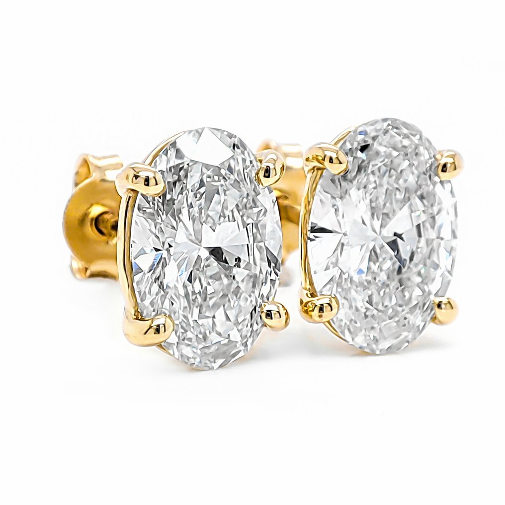 没有保留价 - 耳环 - 14K包金 黄金 - 3.85ct. tw. 钻石 (实验室培育) - IGI Certified #2.1