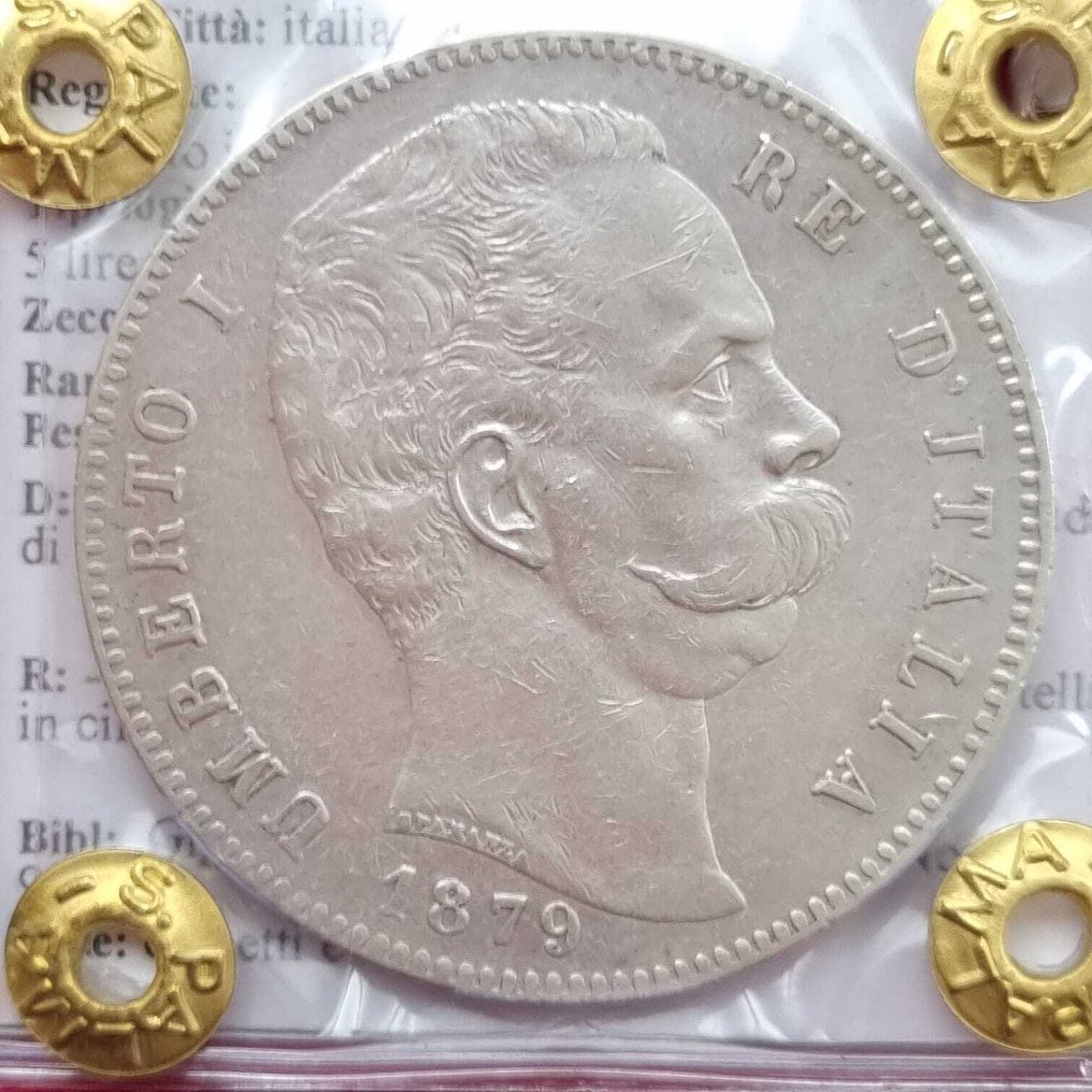Ιταλία. Umberto I. 5 Lire 1879  (χωρίς τιμή ασφαλείας) #1.0