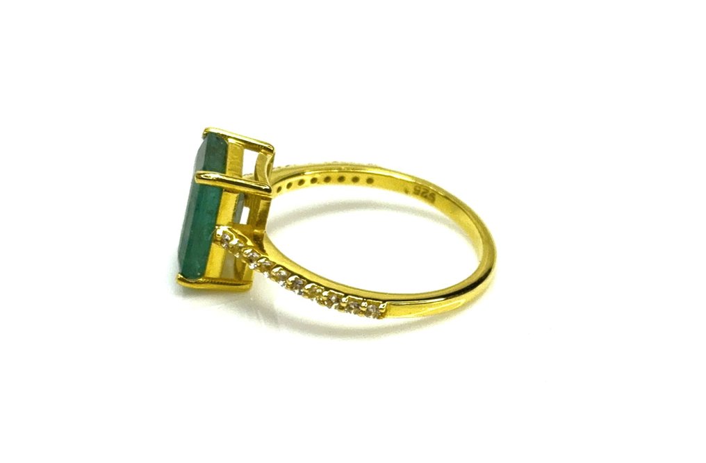 χωρίς τιμή ασφαλείας - Statement δαχτυλίδι Ασημί -  3.25ct. tw. Σμαράγδι - Τοπάζιο - Ανθρακωμένος Σκουλαρίκι #2.1