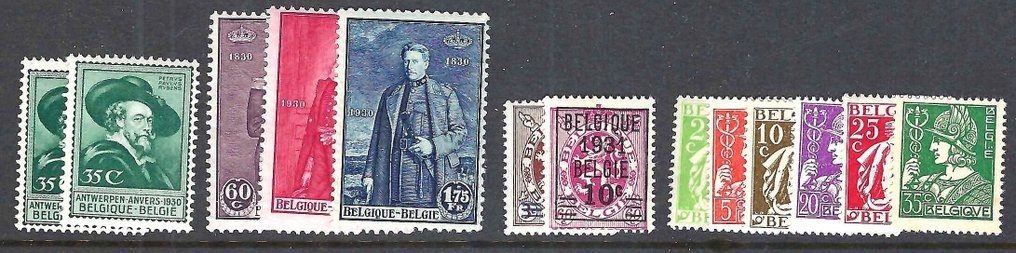 比利时 1929/1934 - 完整系列和邮票的选择，时期为1929-1934年。 #3.2
