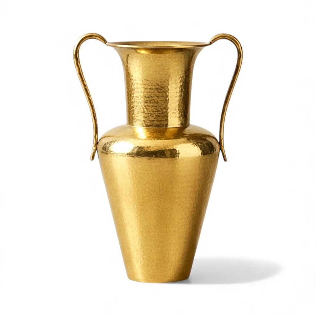 Regenschirmständer/-ablage - Vintage XXL (70 cm) - Mod. "Amphorèus" in Form einer Amphore, mit geprägtem Körper, 1960er Jahre - Vergoldetes Kupfer #1.0