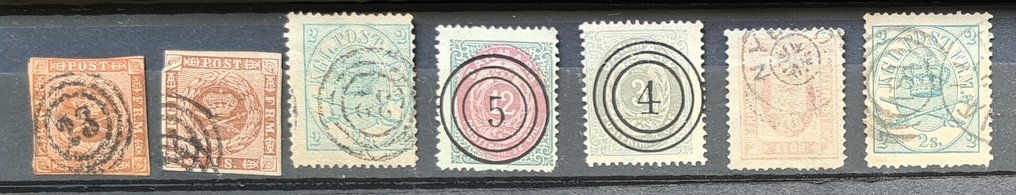 Denmark  - B329) 1851-1950 coat of arms, very fine, town cancellations on 10 photos. #3.2