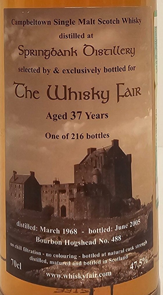 Springbank 1968 37 years old The Whisky Fair - One of 218  - b. 2005  - 70cl #1.0