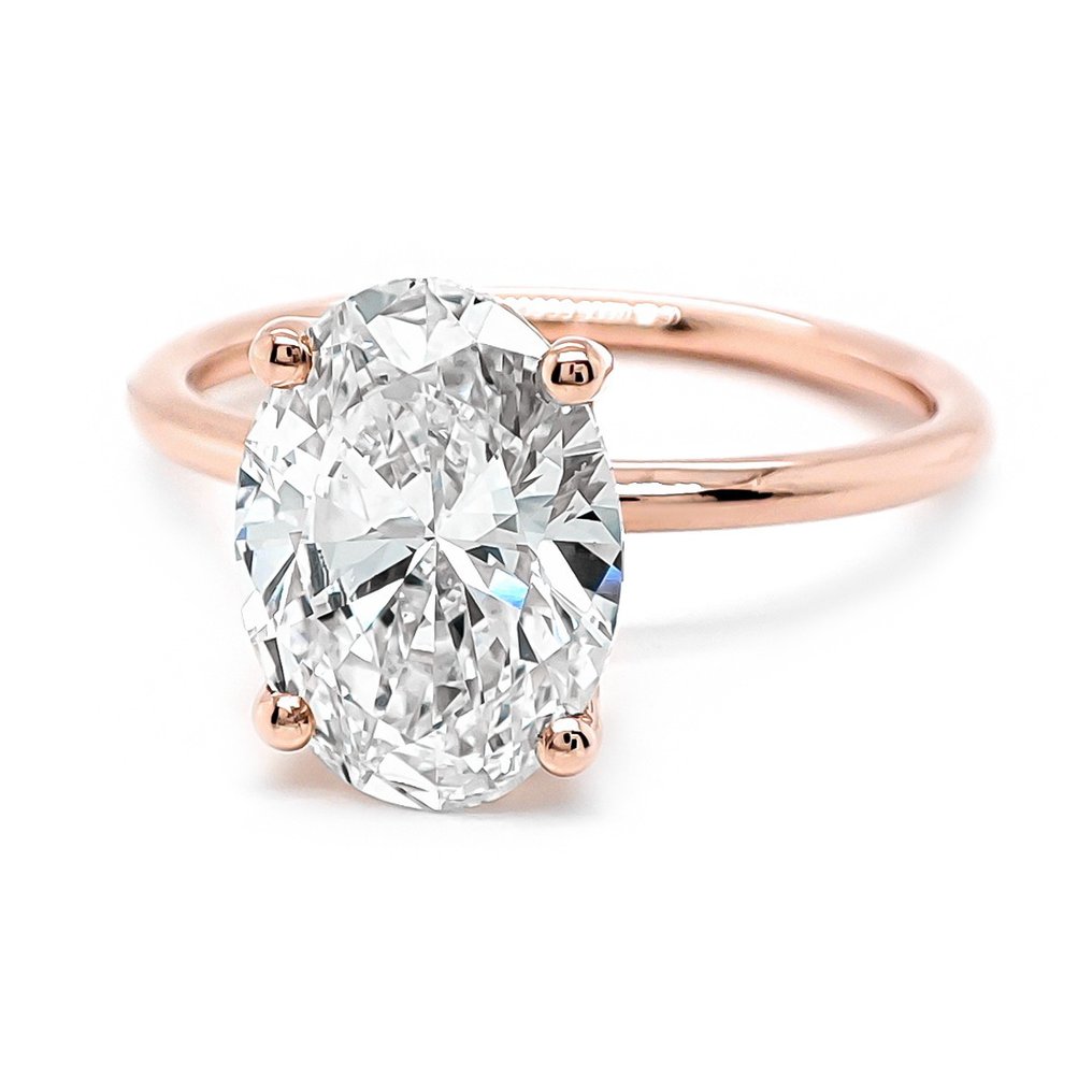 沒有保留價 - 戒指 - 14 克拉 玫瑰金 - 2.92ct. tw. 鉆石 (實驗室培育) - IGI Certified #1.0