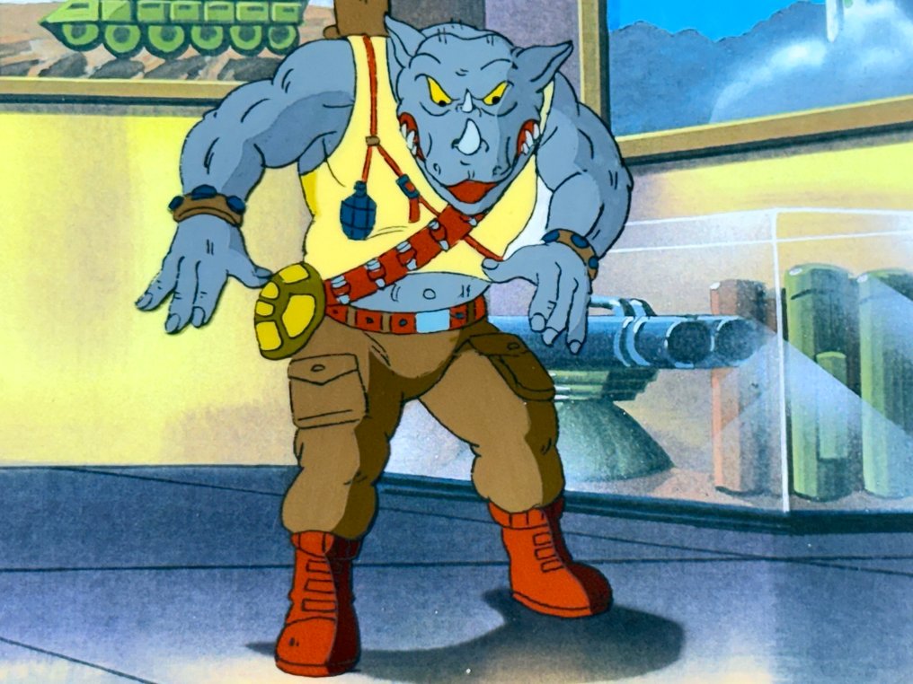 Murakami-Wolf-Swenson - Original animation cel of Rocksteady, with background - Teenage Mutant Ninja Turtles (1987/1996) #1.0