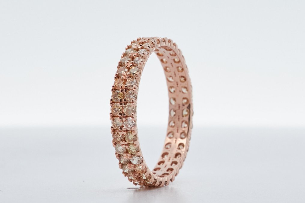 χωρίς τιμή ασφαλείας - Δαχτυλίδι - 14 καράτια Ροζ χρυσό -  1.02ct. tw. Διαμάντι (Φυσικού χρώματος) #4.3