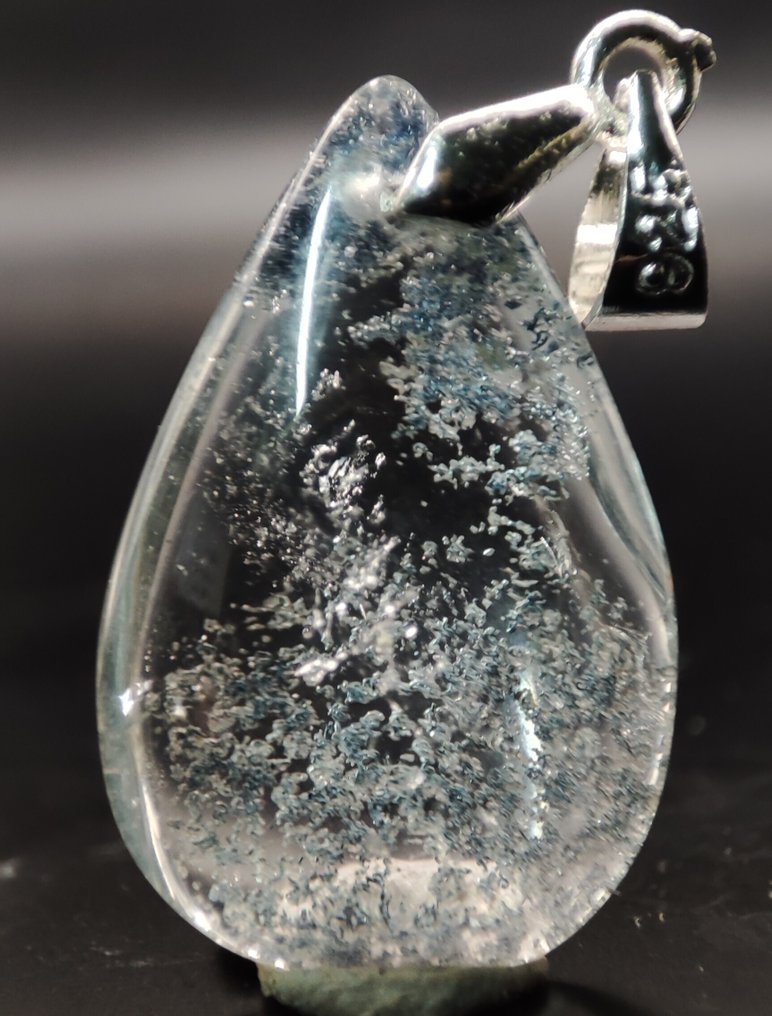 Sehr schöne seltene Phantom Quartz Kristall Anhänger 925 Silber Pinch Bail Kostenloser Versand - Anhänger #3.2
