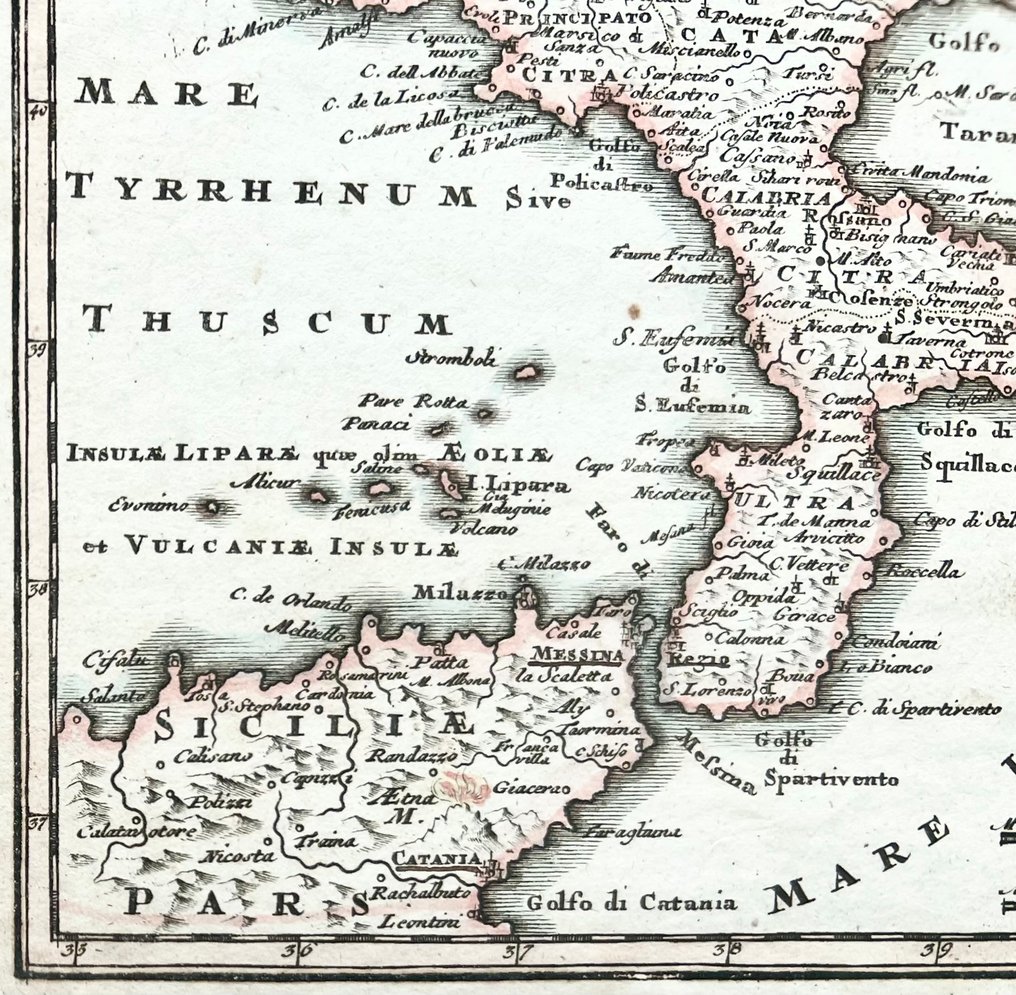 Italy - Kingdom of Naples, Campania, Calabria, Apulia, Basilicata, Abruzzo, Molise, Sicily; A.D. Zürner / J. C. Weigel - Neapolitani Regni Tabula. - 1701-1720 #4.3