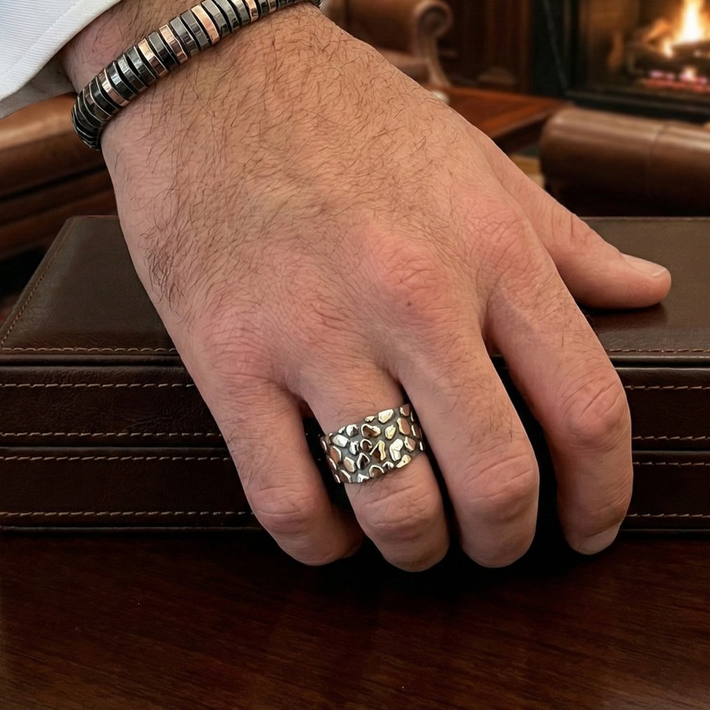 χωρίς τιμή ασφαλείας - Other brand - Δαχτυλίδι - 18 καράτια Ασημί, Ροζ χρυσό -  0.06ct. tw. - Ιταικό χειροποίητο #4.3