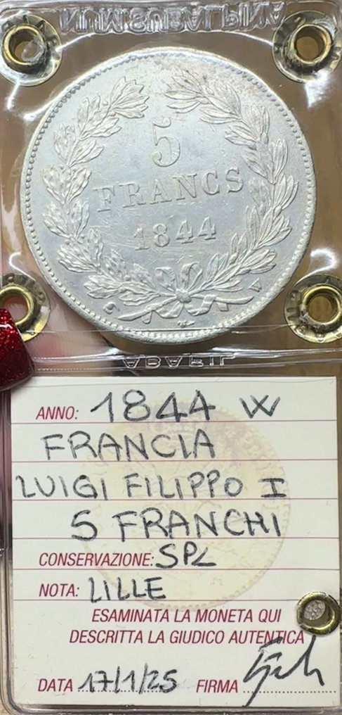 France. Louis Philippe I. 5 Francs 1844-W, Lille  (No reserve price) #2.1