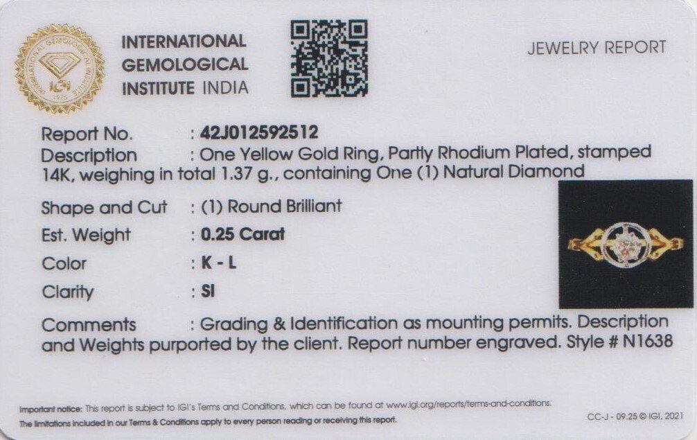 沒有保留價 - 戒指 - 14 克拉 黃金 -  0.25ct. tw. 鉆石 (天然) - 单颗钻石戒指 #2.1