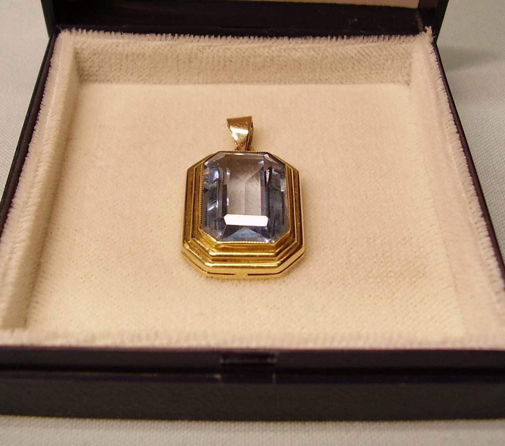 χωρίς τιμή ασφαλείας - Κρεμαστό κόσμημα - 14 καράτια Κίτρινο χρυσό -  12.00ct. tw. Σπινέλιος - Art-DekoAquamarin-Spinell #1.0