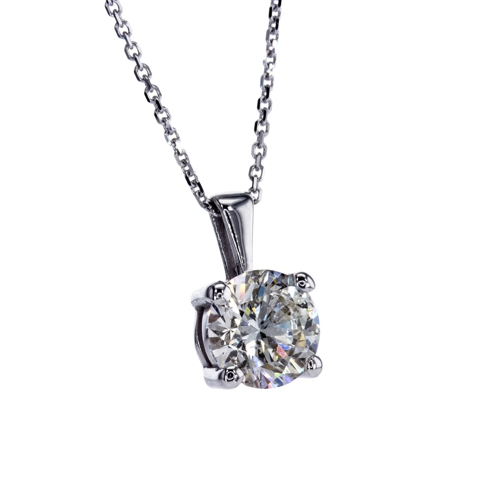 Sem preço de reserva - Colar - 14 K Ouro branco - 1.01ct. tw. Diamante (Natural) #2.1