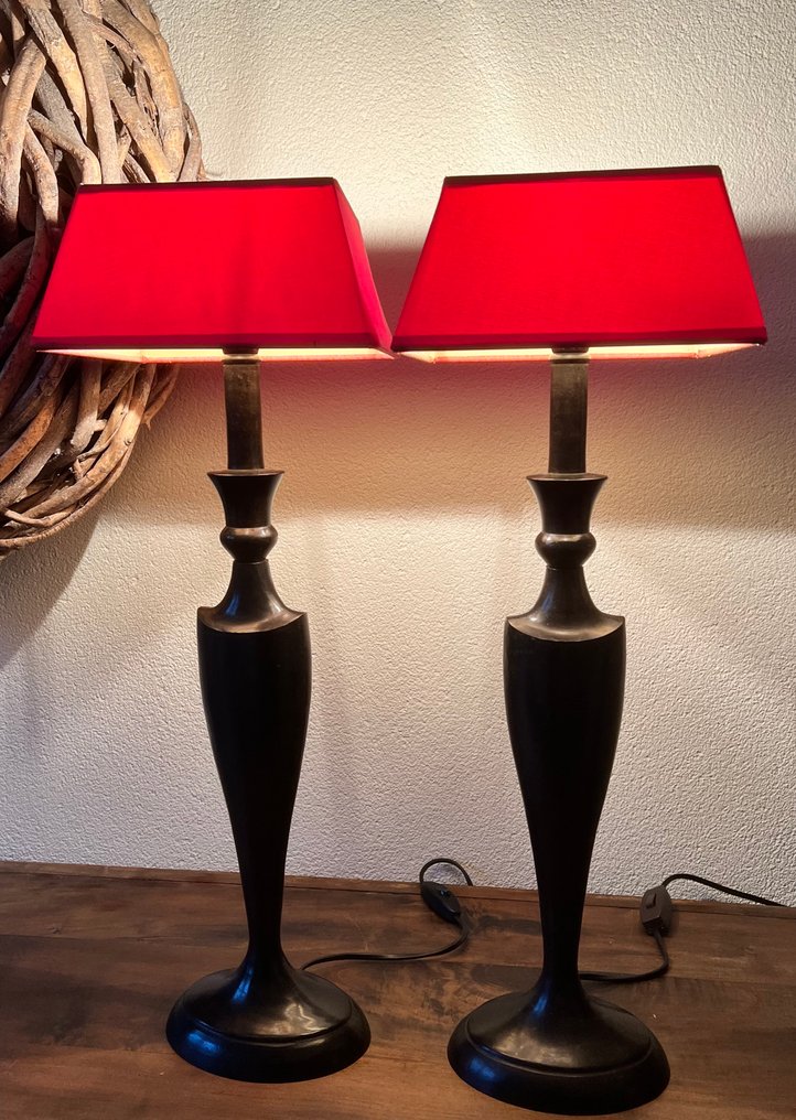 檯燈 (2) - 经典款 XL 烛台台灯，黑色/棕色金属 - Metaalsoort - 法国优雅 #1.0