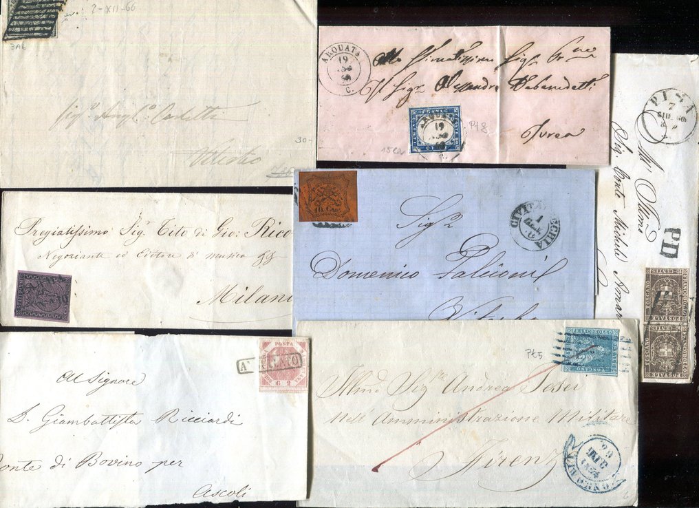 Anciens états italiens 1851/1867 - Ensemble de documents des différents États. - Sassone vari #1.0