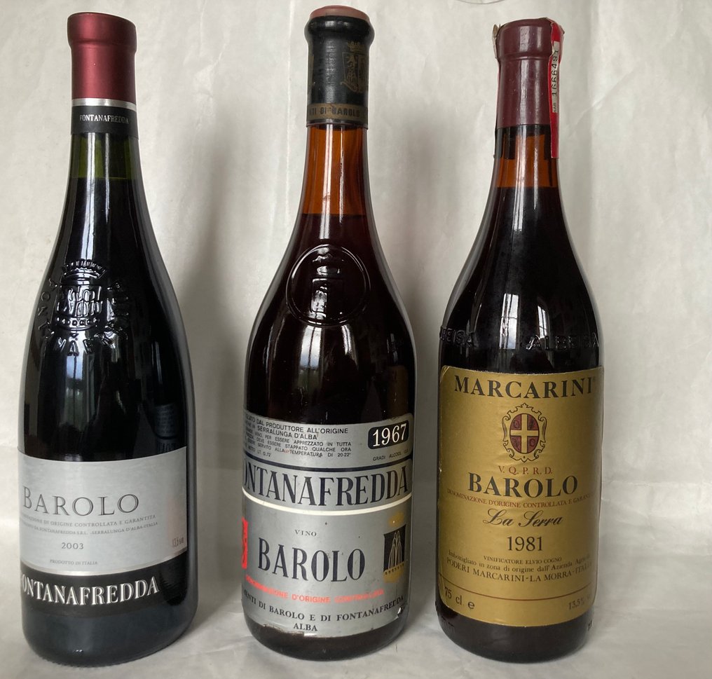 1967 Fontanafredda, 1981 Marcarini La Serra, 2003 Fontanafredda - Barolo - 3 Bottiglie (0,75 L) #1.0