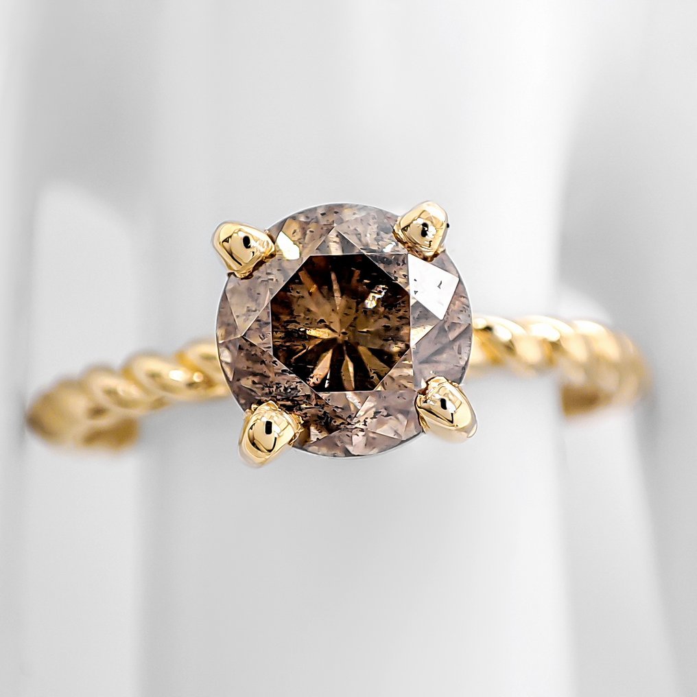 沒有保留價 - 戒指 - 14 克拉 黃金 -  1.47ct. tw. 鉆石 (天然彩色) - IGI 证书 #1.0