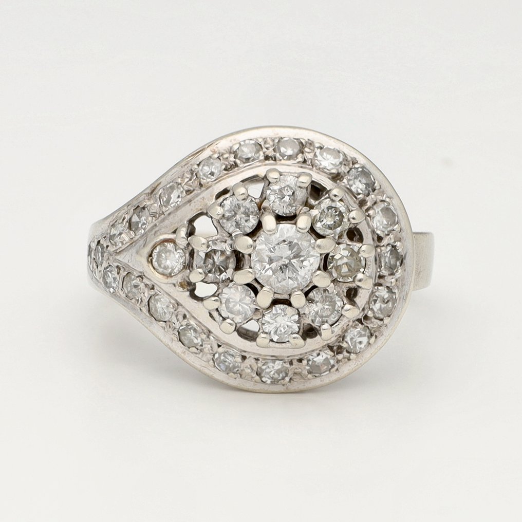 Δαχτυλίδι - 18 καράτια Λευκός χρυσός Διαμάντι (Φυσικό)  - Διαμάντι #1.0