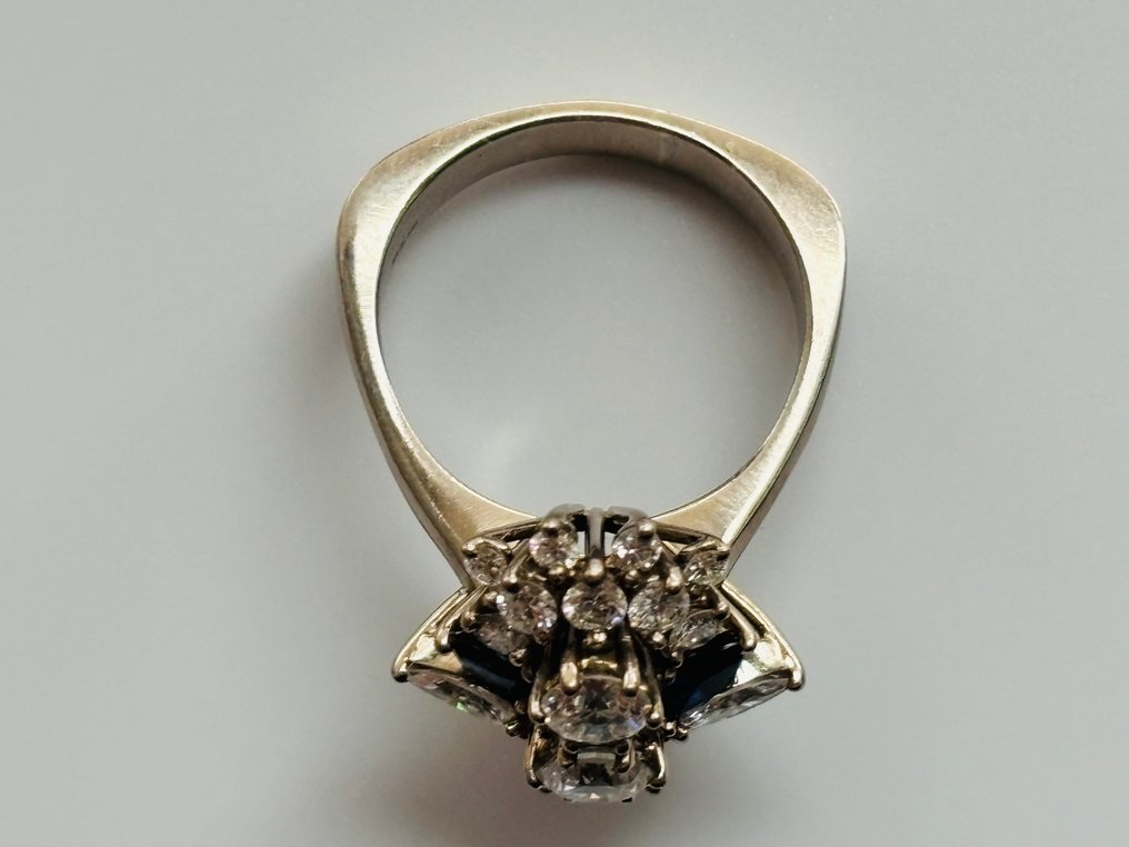 Βραδινό δαχτυλίδι - 18 καράτια Λευκός χρυσός - Ζαφείρι - Μεσαίωνας του αιώνα #3.2