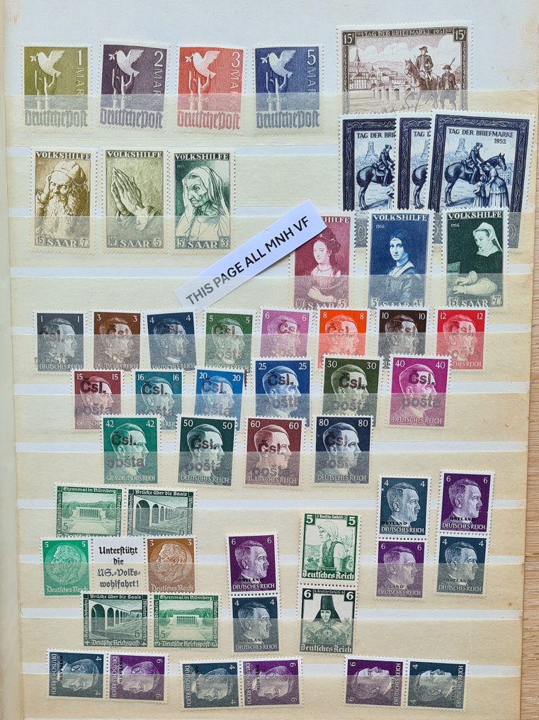 德国 - 本地邮政区  - b249）Reich Saar邮政邮票的合成印刷在5张照片上出现了一些印刷错误。 #1.0