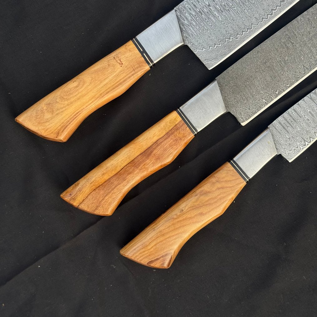 Table knife set (3) - Steel, Wood #1.0