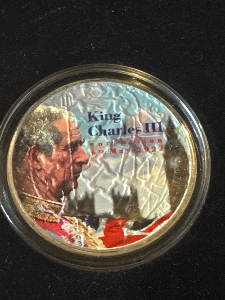 United Kingdom. 2 Pounds 2023 King Charles III.  Colorized, 1 Oz (.999) mit BOX  (No reserve price) #1.0
