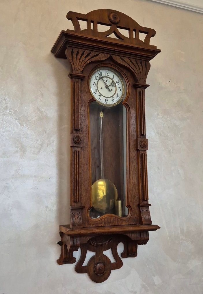 Ρολόι τοίχου -  Αρ Νουβό Ξύλο, Ορείχαλκος - 1850-1900 #1.0