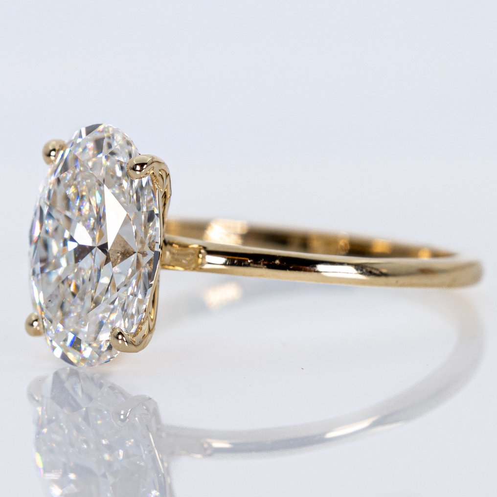 No reserve price - Engagement ring - 18 kt. Yellow gold -  3.02ct. tw. Diamond (Lab-grown) - E VVS2 IGI #3.2