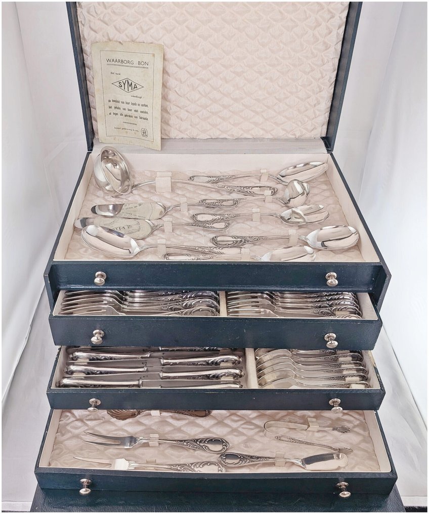 SYMA Brussels/Solingen SILBER 100 - Cutlery set for 12 (136) - Silverplated - Louis XV / Rococo #1.0