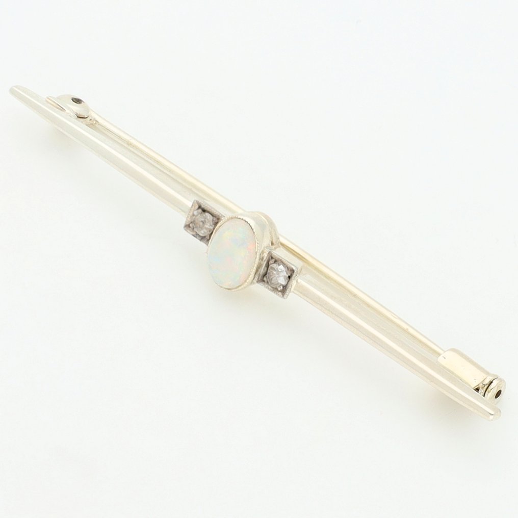 χωρίς τιμή ασφαλείας - Καρφίτσα - 14 καράτια Λευκός χρυσός Διαμάντι (Φυσικό) - Opaal #1.0