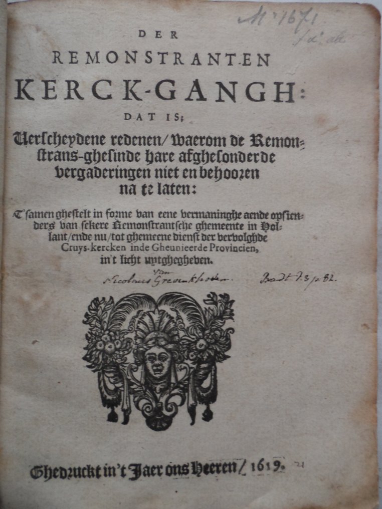 Nicolaas Grevinchoven - Der Remonstranten Kerck-gangh: dat is:verscheydene redenen, waerom de Remonstrans-ghesinde hare - 1619 #1.0
