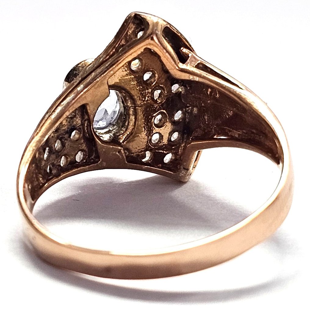 Ingen mindstepris - Ring - 9 kt. Rosaguld, Sølv Topas - Diamant #3.2