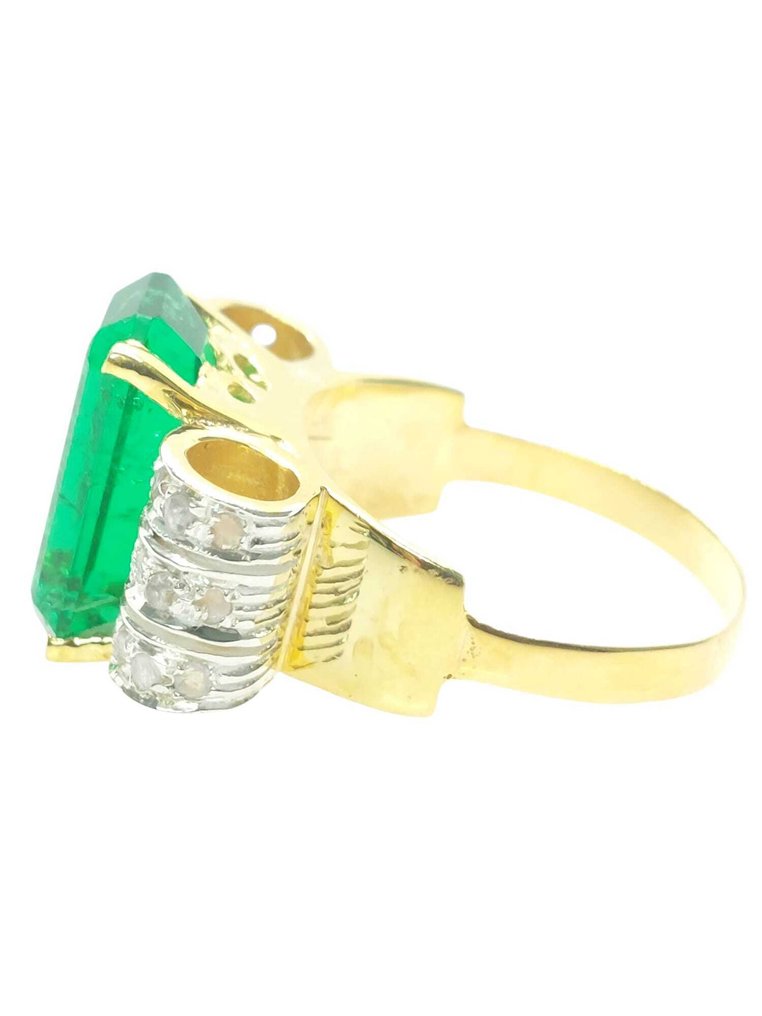 没有保留价 - 戒指 - 9 kt. 银, 黄金 祖母绿 - 钻石 #2.1