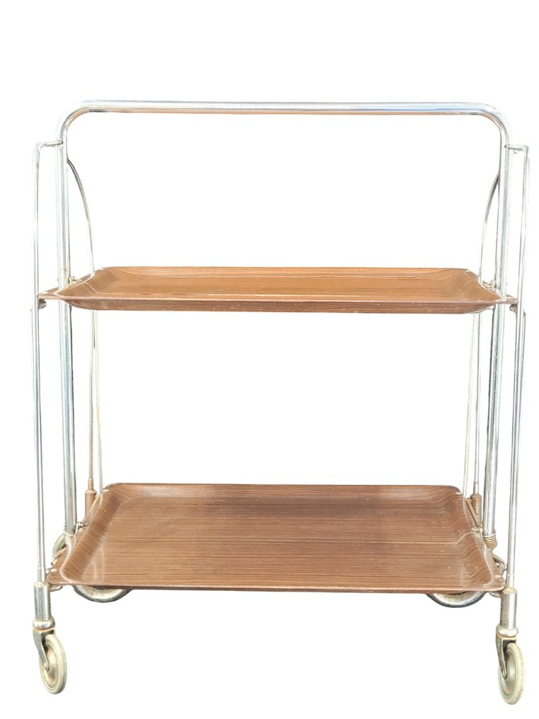 Serving trolley - Plywood, Chrome - Servier cart – Bar cart – Chrome and laminated wood #1.0