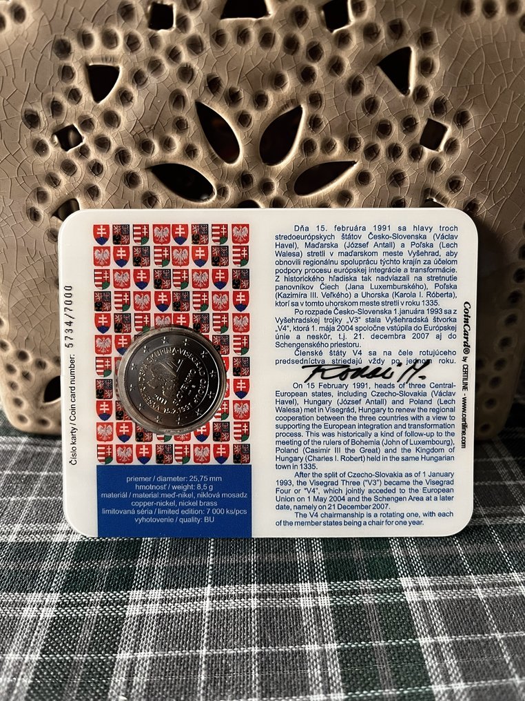 Slowakije. 2 Euro 2011/2020 "Visegrad Group" + "Dubcek" - Signed by the author (2 coincards)  (Zonder minimumprijs) #4.3