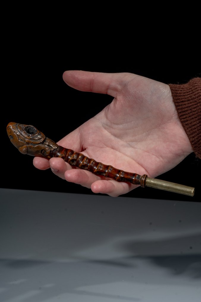 Pfeife - Bambus, Kupfer, Ein feines Bambusrohr mit graviertem Kupferüberzug. #1.0
