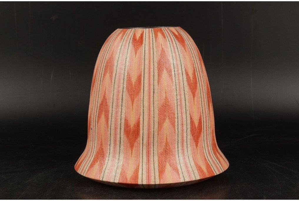 红色漆绘伊卡特图案罐，附原签名盒子 - 陶瓷 - 福野道隆 Fukuno Michitaka - 日本 - 1900-2000 #3.2