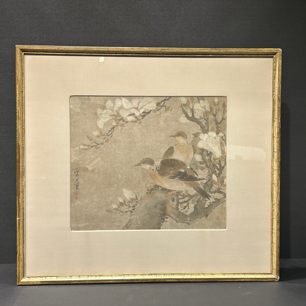 vogel op magnoliaboom - gesigneerd - China  (No reserve price) #1.0