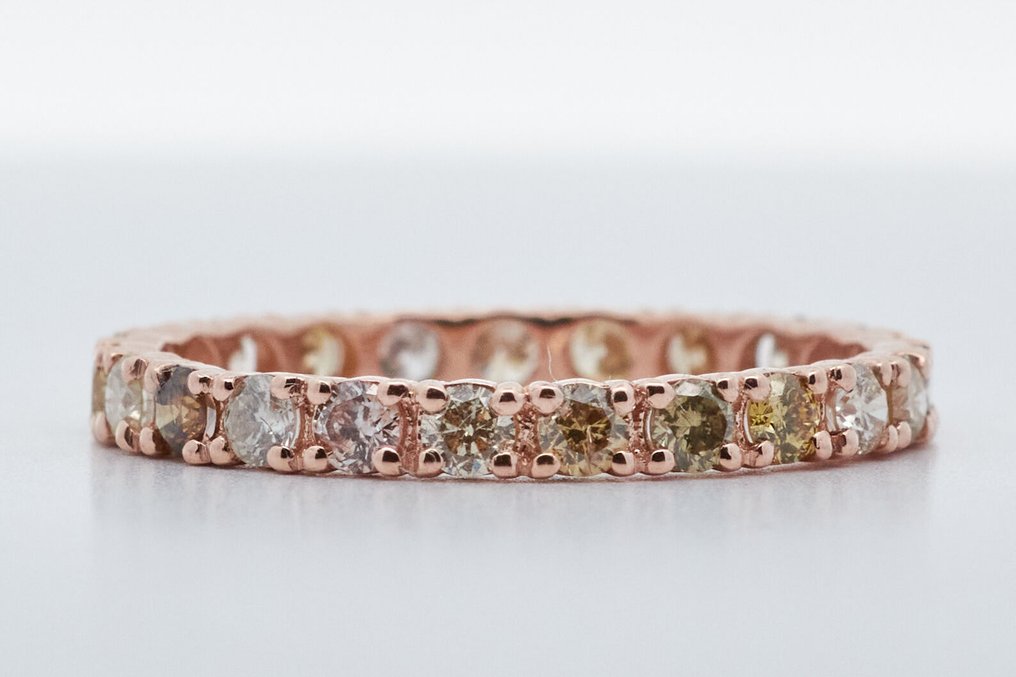 χωρίς τιμή ασφαλείας - Δαχτυλίδι - 14 καράτια Ροζ χρυσό -  1.10ct. tw. Διαμάντι (Φυσικού χρώματος) #3.2