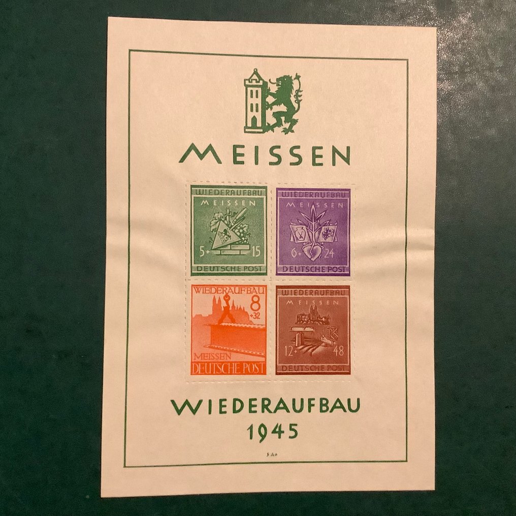 Γερμανία - Τοπικά ταχυδρομεία 1946 - Meissen: Μπλοκ ανακατασκευής - έκδοση 6.000 μπλοκ. - Michel blok 1 #1.0